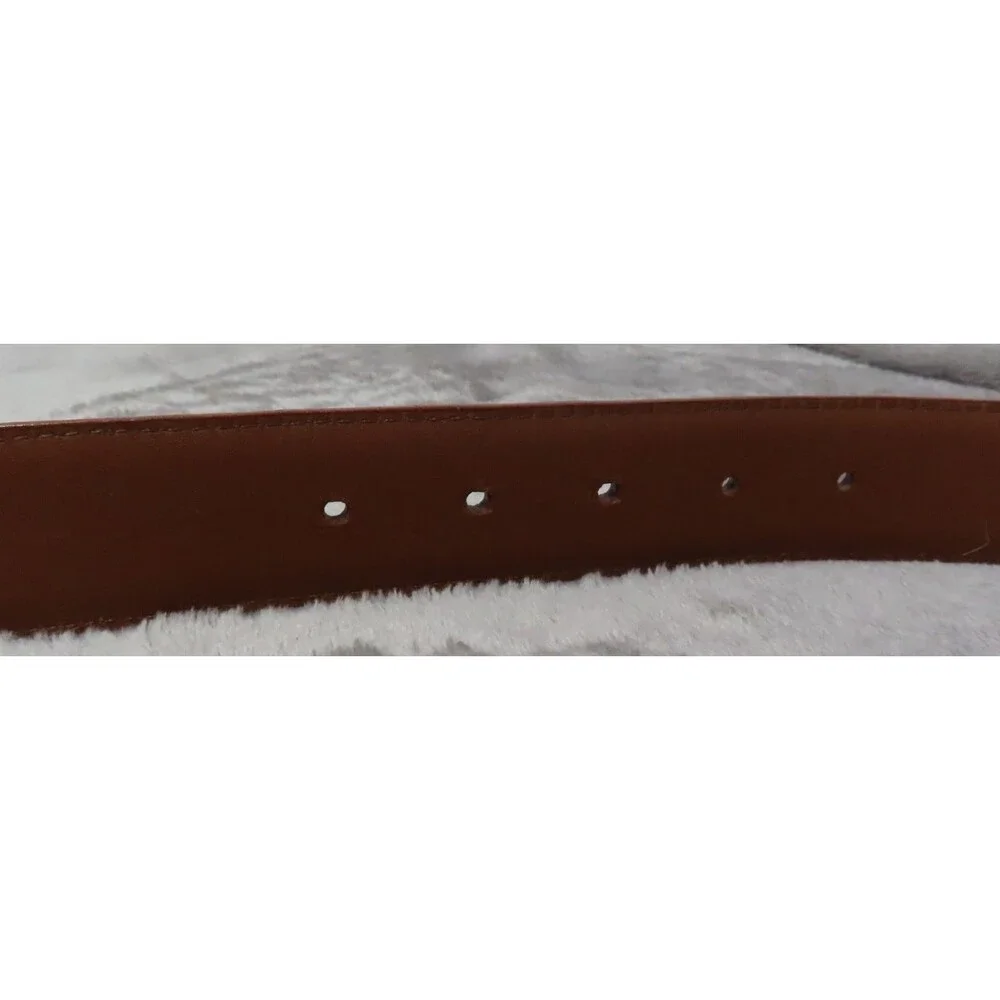 Vintage Brighton Unisex Brown Leather Silver Buckle Croc Embossed Belt‎ Size 40